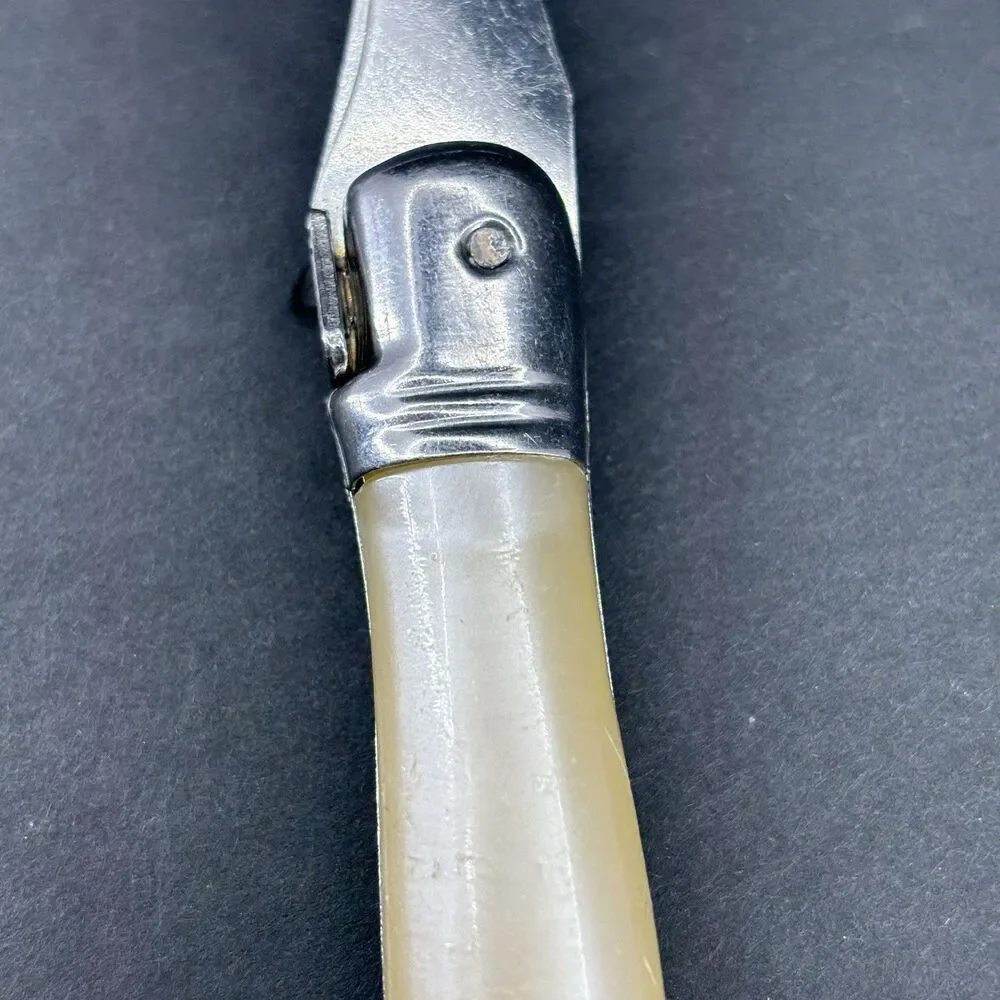 Jean Dubost Laguiole Diox Bee‎ Carving Fork Straight Tines Faux Mother of Pearl